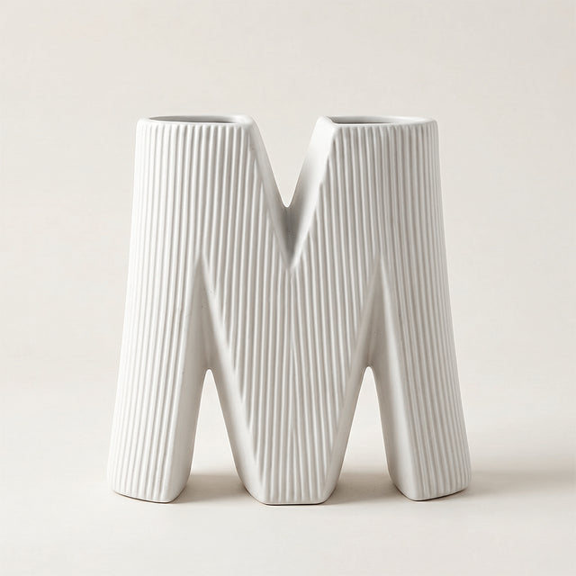 Single White M Shaped Vase