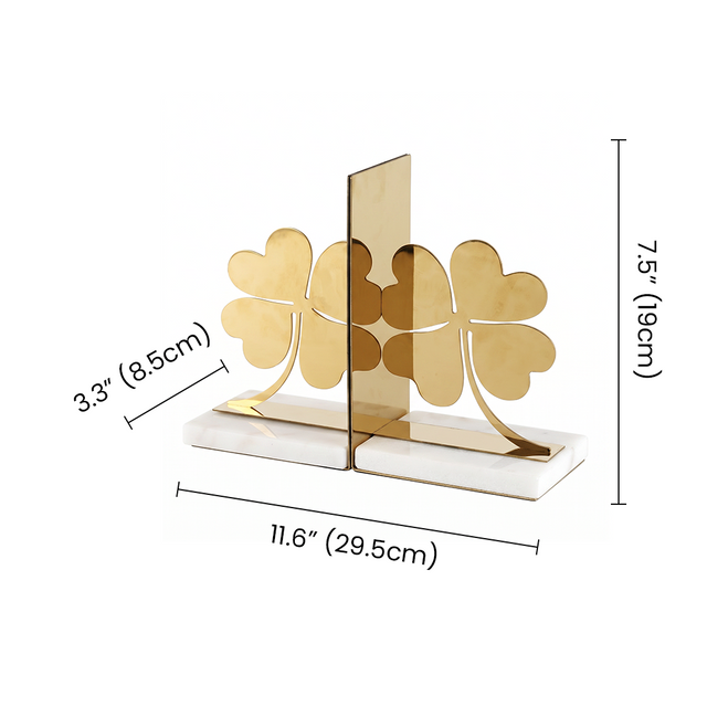 Sized clover metal bookends