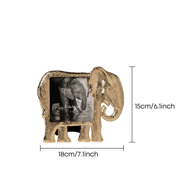 Sized gold elephant frame iagram