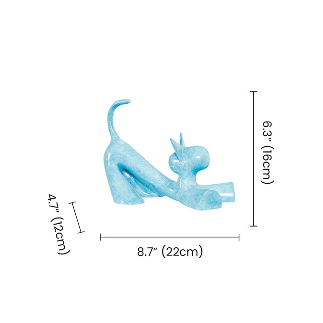 Sky Blue Stretching Cat With Size