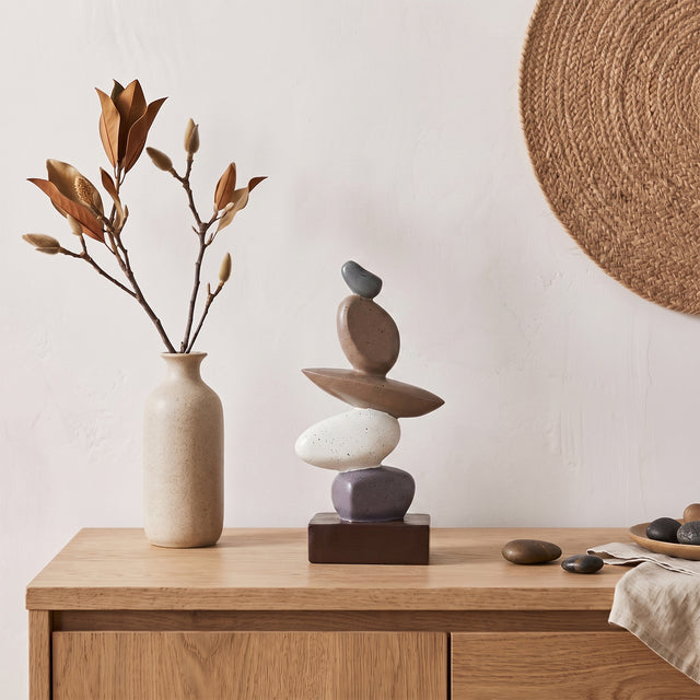 Speckled Resin Stone Decor With Dried Branches