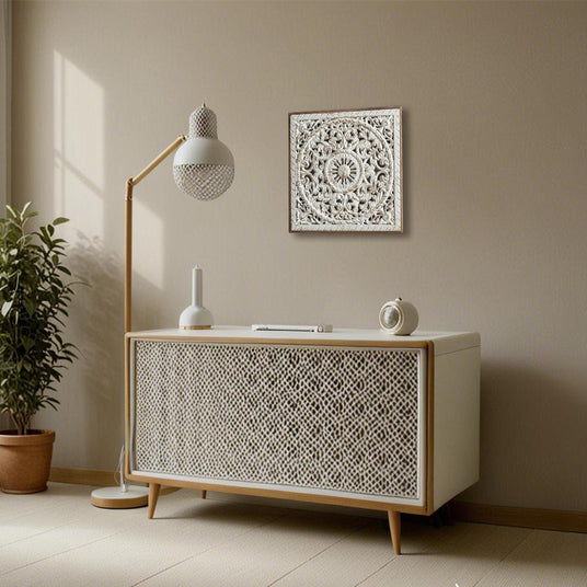 Square Wooden Hanging Wall Decor hanging on wall