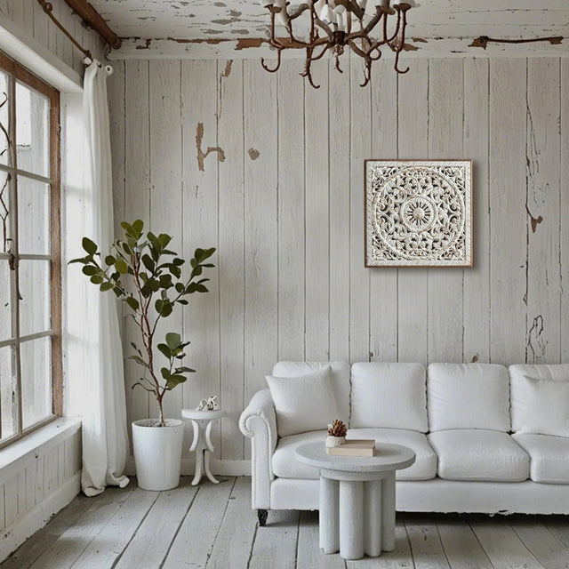 Square Wooden Hanging Wall Decor hanging on wall