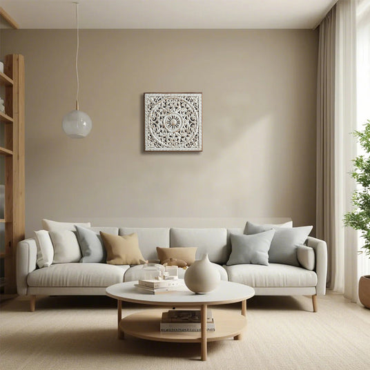 Square Wooden Hanging Wall Decor hanging on wall