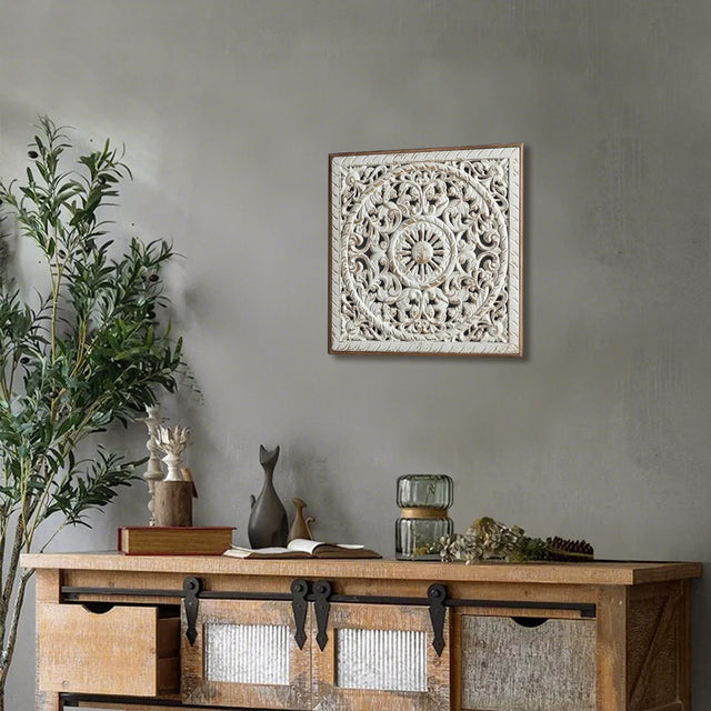 Square Wooden Hanging Wall Decor hanging on wall