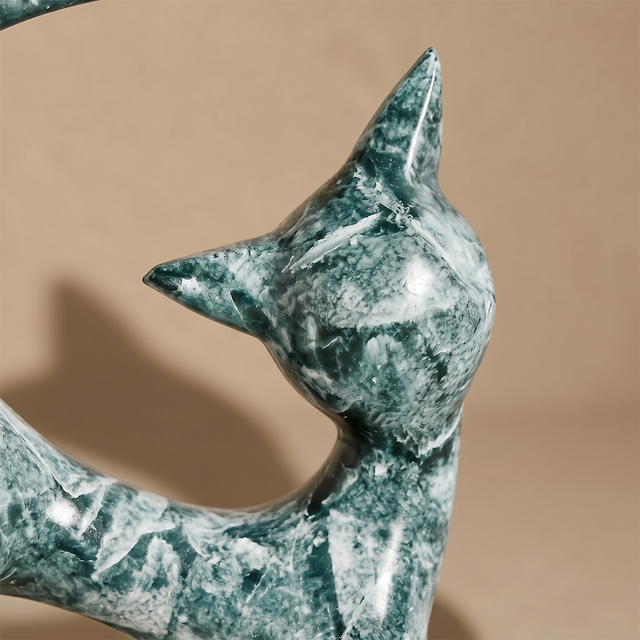 Teal Walking Cat Head Detail