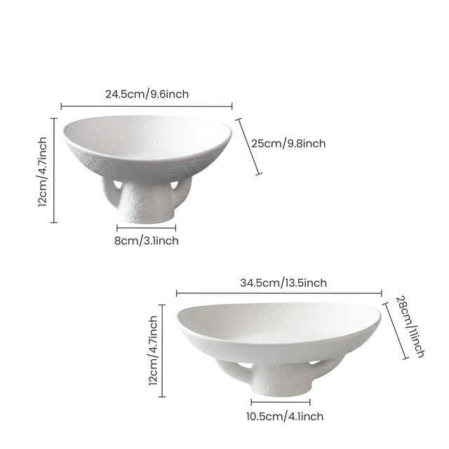Textured Pedestal Bowls With Size Markings