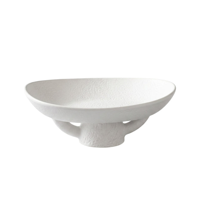 Textured White Ceramic Pedestal Bowl