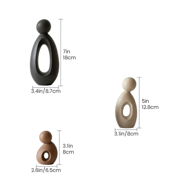 Three Piece Abstract Figure Set With Size