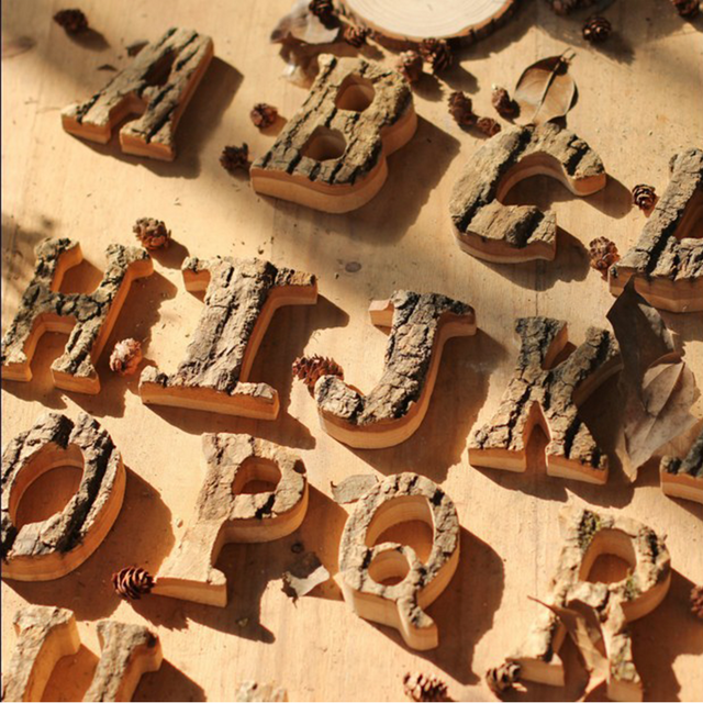 Tree Bark English Letter Decoration