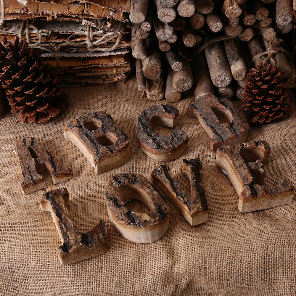 Tree Bark English Letter Decoration