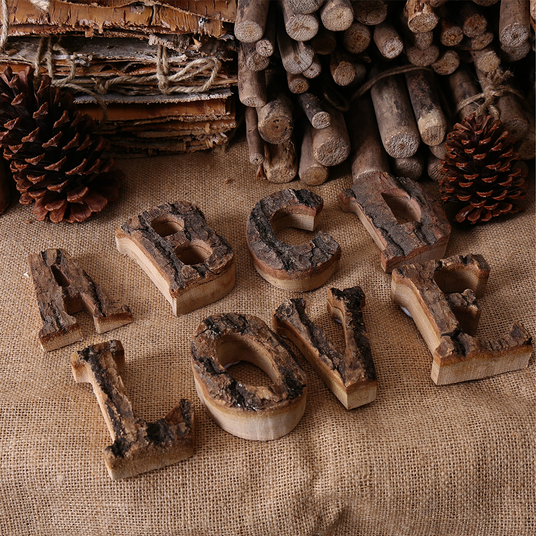 Tree Bark English Letter Decoration