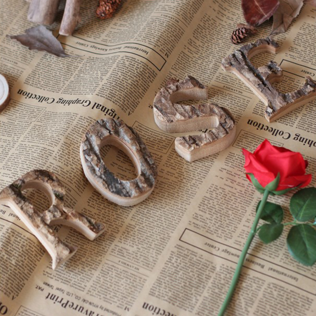 Tree Bark English Letter Decoration