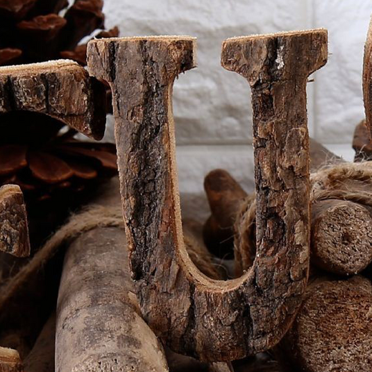 Tree Bark English Letter Decoration details