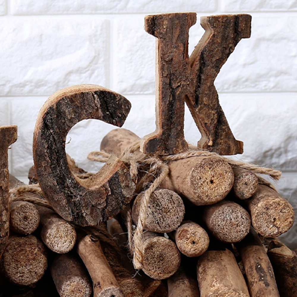 Tree Bark English Letter Decoration details