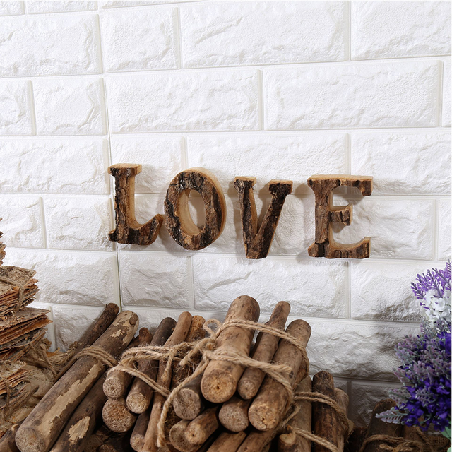Tree Bark English Letter Decoration hanging on wall