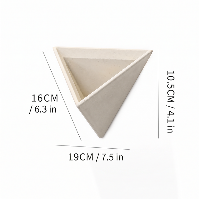 Sculptural Geometric Wall Planter, Nordic Triangle Concrete Vase, Modern Faux Cement Hanging Flower Pot for Living Room Entryway Decor