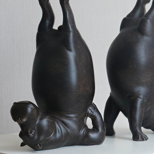 Hippo Bookends Set of 2, Quirky Resin Animal Sculpture Book Holders, Dark Bronze Matte Finish, Heavyweight Shelf Decor for Home Office, Living Room & Bookshelf