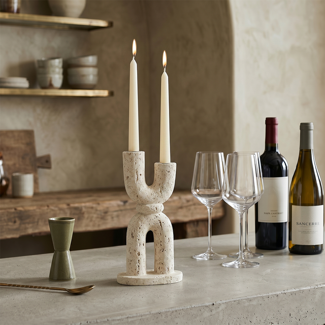 U Shape Candle Holder On Concrete Table