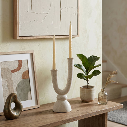 U Shape Candle Holder On Console Table