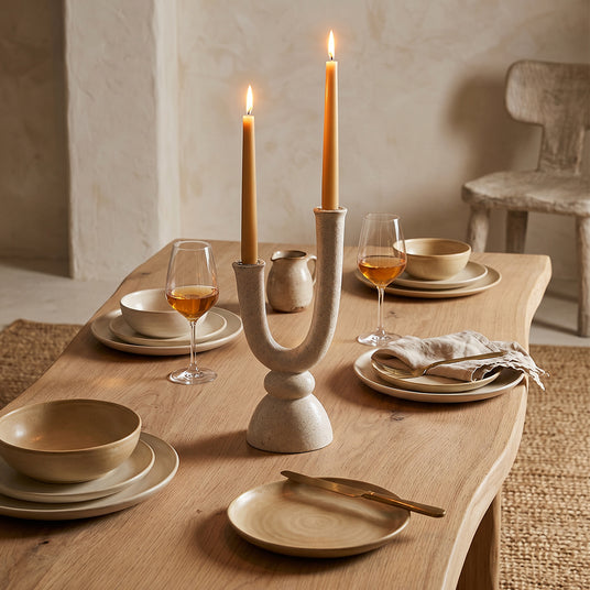 U Shape Candle Holder On Dining Table