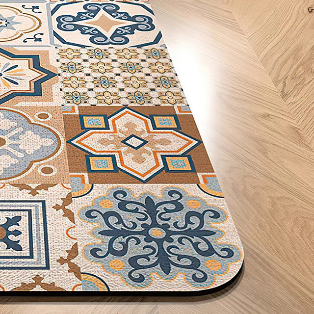 Vintage Colorful Diatom Mud Area Rug details