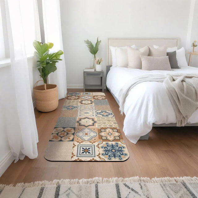 Vintage Colorful Diatom Mud Area Rug on the floor