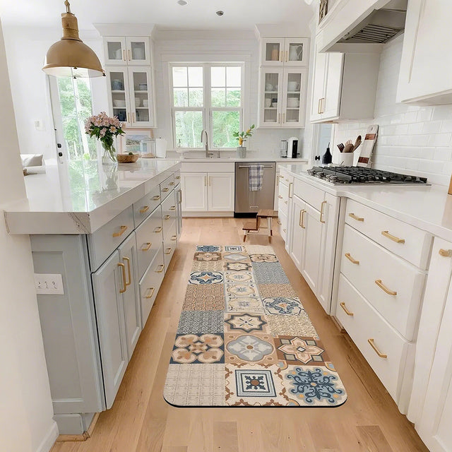 Vintage Colorful Diatom Mud Area Rug on the floor