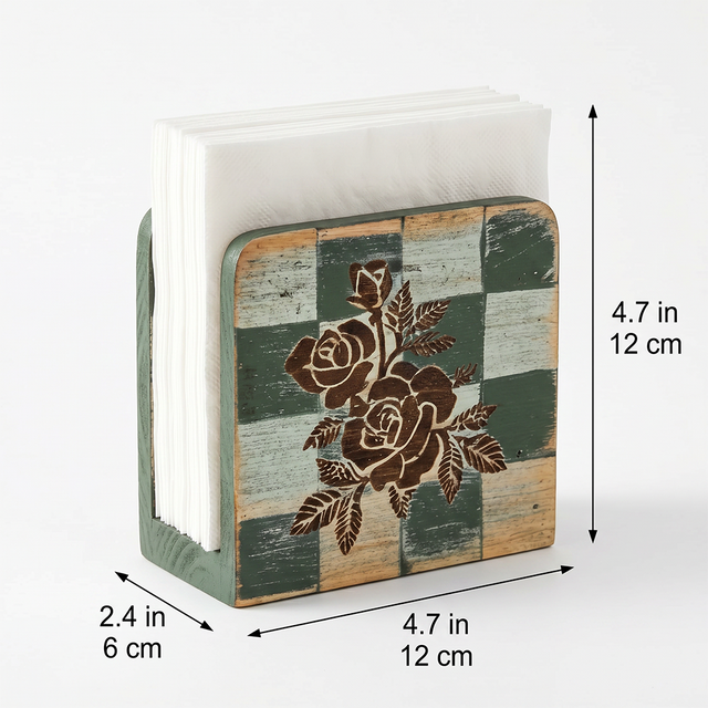 Vintage napkin rack size dimension map