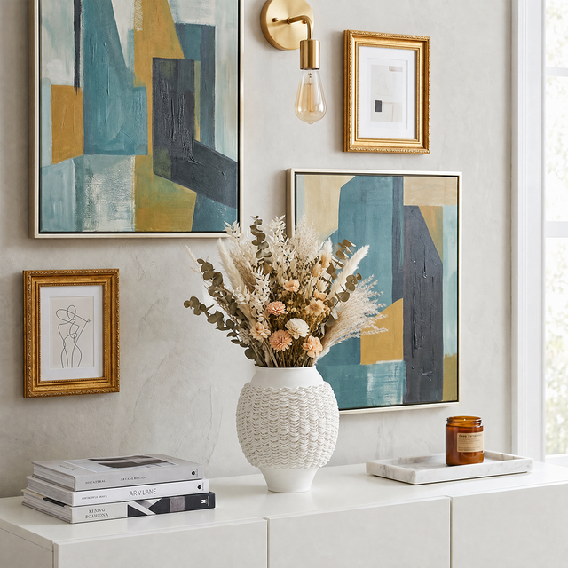 3D-Printed Kiln-Fired Ceramic Vase — Large Woven-Texture Flower Vase for Mantel, Shelf & Centerpiece Décor