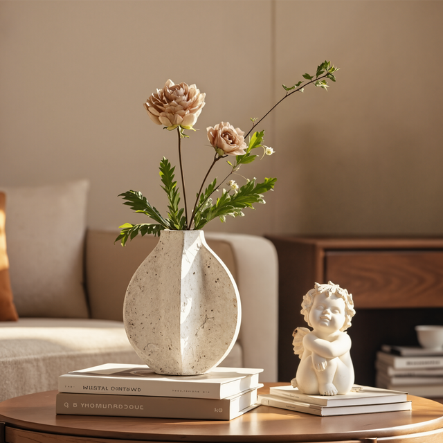 White Angel Statue Tabletop Ornaments Set on the table