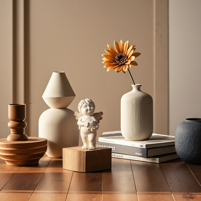 White Angel Statue Tabletop Ornaments Set on the table