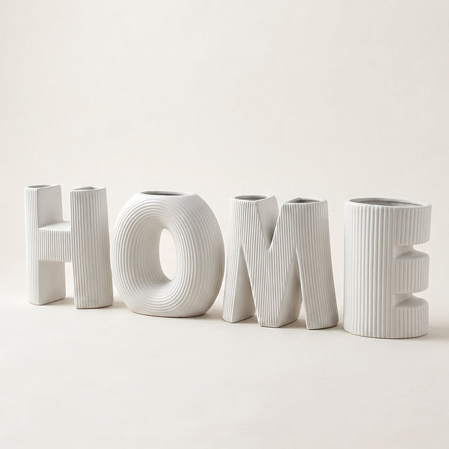 White HOME Letter Vase