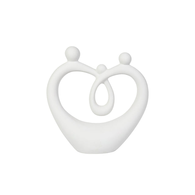 White Heart Family Ceramic Sculpture