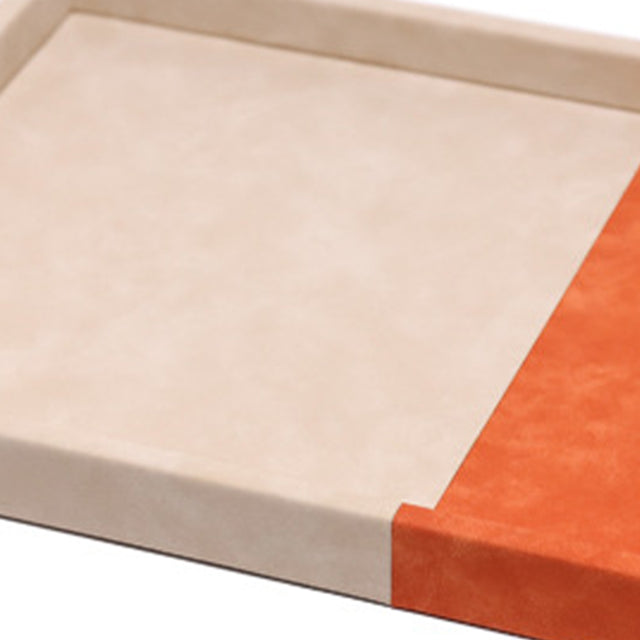 White Orange Color Block Leather Wrapped Organizer Tray Detail
