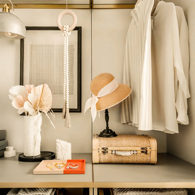 White Orange Color Block Leather Wrapped Organizer Tray in the Wardrobe