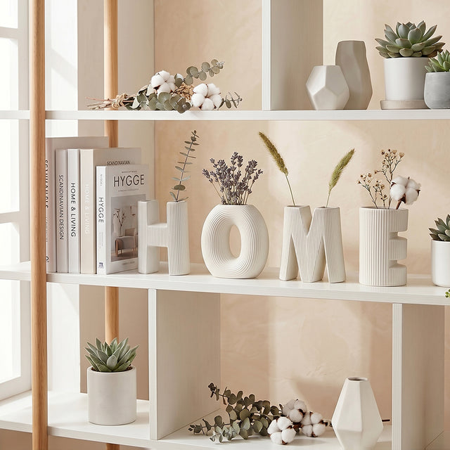 White Shelf HOME Vase Decor