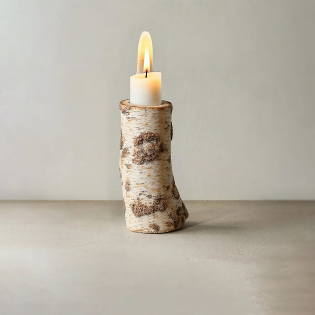 white birch candle holder