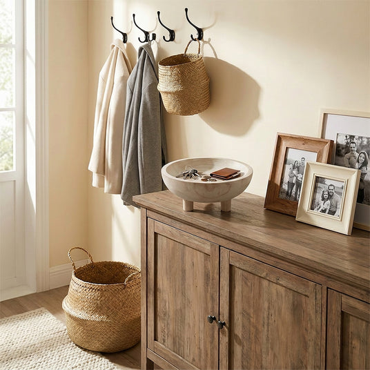 Wooden Footed Bowl As Entryway Catchall