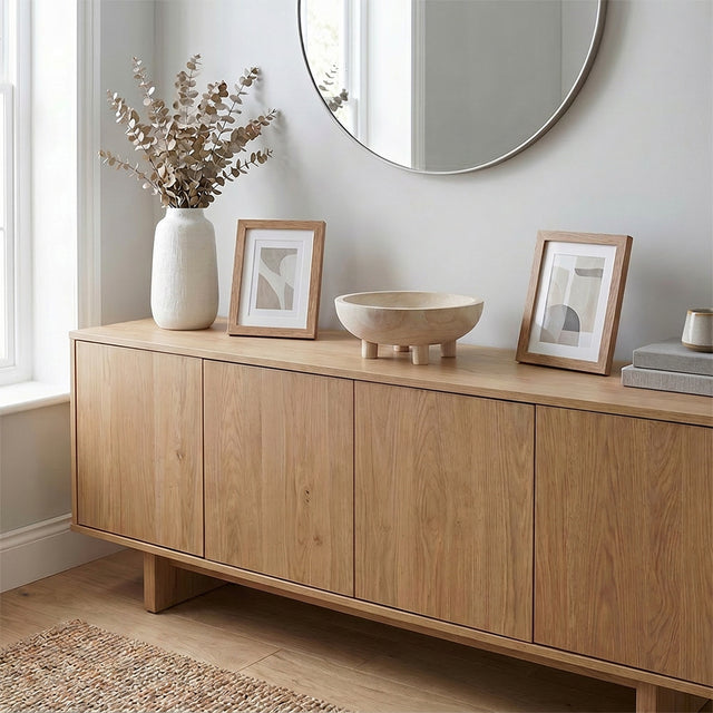 Wooden Footed Bowl On Wooden Cabinet