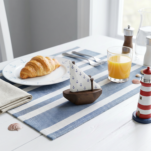 Wooden Sailboat Holder With Breakfast