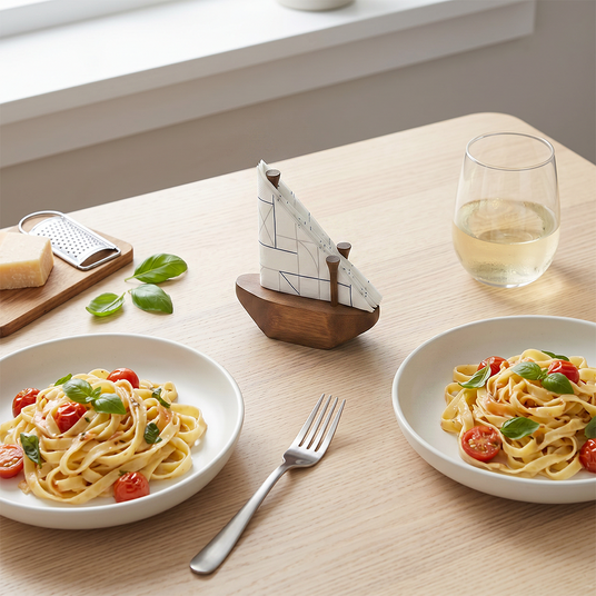 Wooden Sailboat Holder With Pasta Dinner
