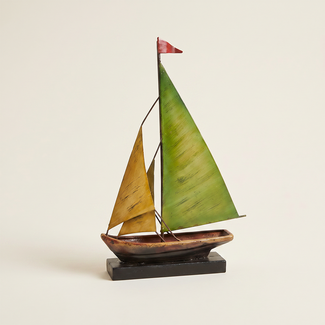 Handcrafted Metal Sailboat Sculpture, Coastal Nautical Decor, Shelf, Mantel & Desk Accent