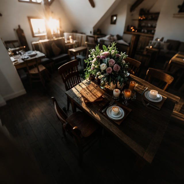 acacia wood coaster on the dining table