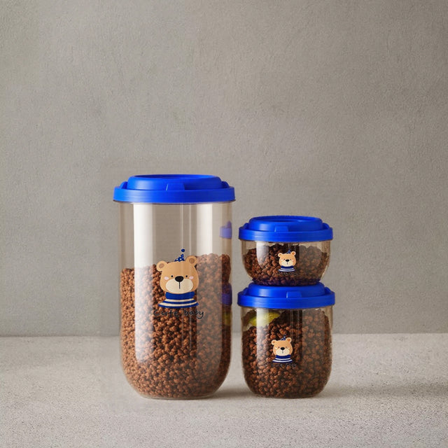 airtight stackable bear pattern storage jars