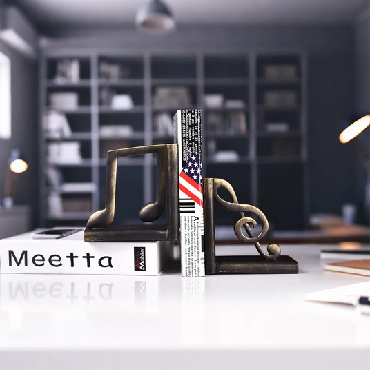 antique resin decorative musical note bookends in the study