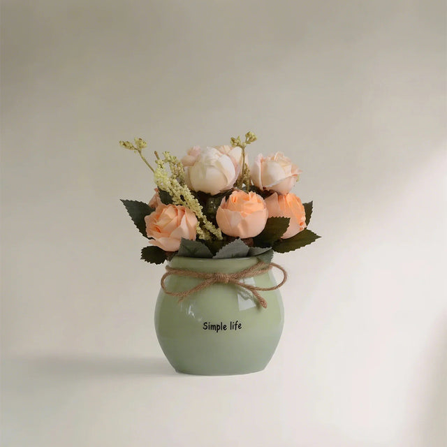 artificial-silk-white-champagne-flower-vase-0528