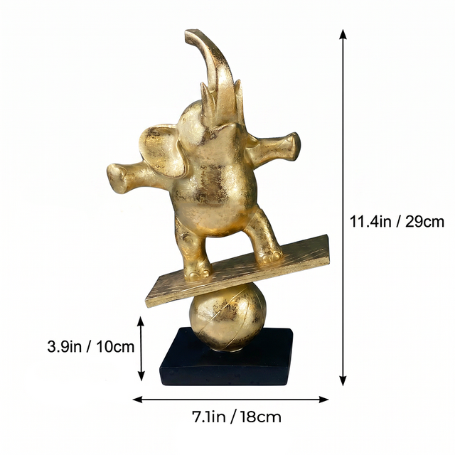 balancing elephant sculpture dimensions size chart