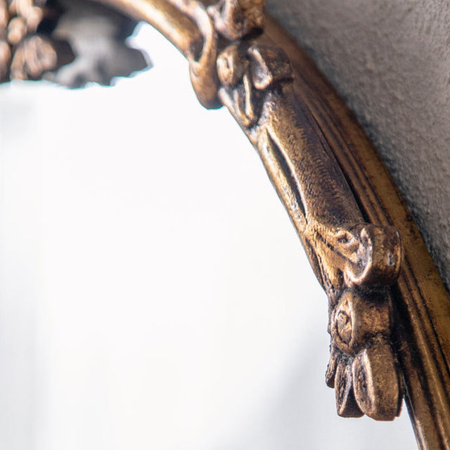 baroque brass round mirror details