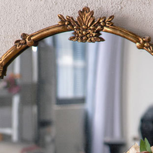 baroque brass round mirror details